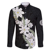 Ia Orana Tahiti Tiare Family Matching Off The Shoulder Long Sleeve Dress and Hawaiian Shirt Black Lei - Polynesian Pride