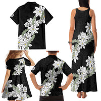 Ia Orana Tahiti Tiare Family Matching Tank Maxi Dress and Hawaiian Shirt Black Lei - Polynesian Pride