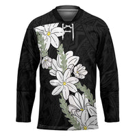 Ia Orana Tahiti Tiare Hockey Jersey Black Lei - Polynesian Pride