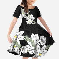 Ia Orana Tahiti Tiare Kid Short Sleeve Dress Black Lei - Polynesian Pride