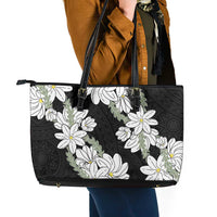 Ia Orana Tahiti Tiare Leather Tote Bag Black Lei - Polynesian Pride