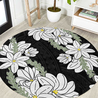 Ia Orana Tahiti Tiare Round Carpet Black Lei - Polynesian Pride