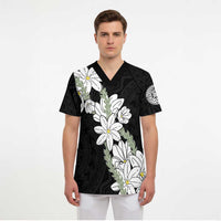 Ia Orana Tahiti Tiare Scrub Top Black Lei - Polynesian Pride