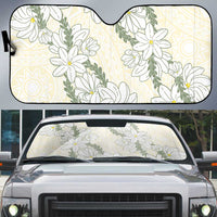 Ia Orana Tahiti Tiare Auto Sun Shade Lemon Yellow Lei - Polynesian Pride