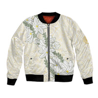 Ia Orana Tahiti Tiare Bomber Jacket Lemon Yellow Lei - Polynesian Pride