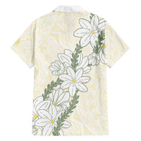 Ia Orana Tahiti Tiare Family Matching Tank Maxi Dress and Hawaiian Shirt Lemon Yellow Lei - Polynesian Pride