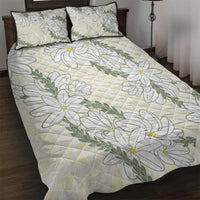 Ia Orana Tahiti Tiare Quilt Bed Set Lemon Yellow Lei - Polynesian Pride