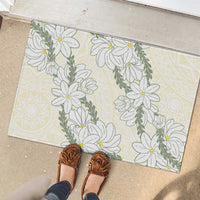 Ia Orana Tahiti Tiare Rubber Doormat Lemon Yellow Lei - Polynesian Pride