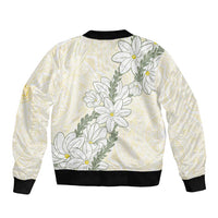 Ia Orana Tahiti Tiare Sleeve Zip Bomber Jacket Lemon Yellow Lei - Polynesian Pride