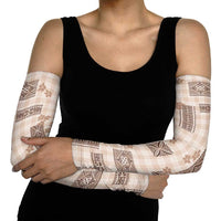 Hawaiian Quilt Tapa On Beige Palaka Motifs Arm Sleeves LT7 - Polynesian Pride