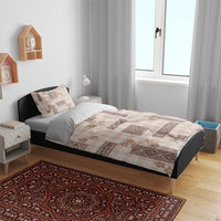 Hawaiian Quilt Tapa On Beige Palaka Motifs Bedding Set