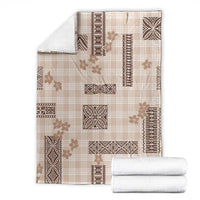 Hawaiian Quilt Tapa On Beige Palaka Motifs Blanket