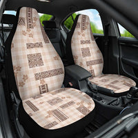 Hawaiian Quilt Tapa On Beige Palaka Motifs Car Seat Cover