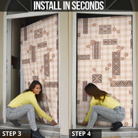 Hawaiian Quilt Tapa On Beige Palaka Motifs Door Cover
