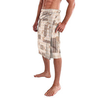 Hawaiian Quilt Tapa On Beige Palaka Motifs Lavalava