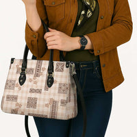 Hawaiian Quilt Tapa On Beige Palaka Motifs Leather Bag LT7 - Polynesian Pride