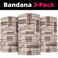 Hawaiian Quilt Tapa On Beige Palaka Motifs Neck Gaiter LT7 package One Size: 25*50cm Beige - Polynesian Pride