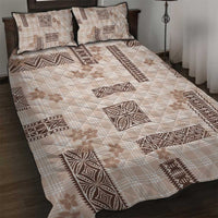 Hawaiian Quilt Tapa On Beige Palaka Motifs Quilt Bed Set LT7 Beige - Polynesian Pride