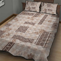 Hawaiian Quilt Tapa On Beige Palaka Motifs Quilt Bed Set LT7 - Polynesian Pride