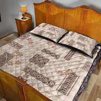 Hawaiian Quilt Tapa On Beige Palaka Motifs Quilt Bed Set LT7 - Polynesian Pride