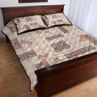 Hawaiian Quilt Tapa On Beige Palaka Motifs Quilt Bed Set LT7 - Polynesian Pride