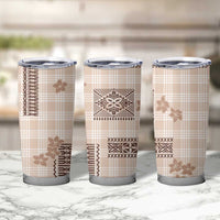 Hawaiian Quilt Tapa On Beige Palaka Motifs Tumbler Cup