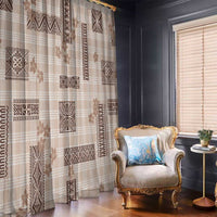 Hawaiian Quilt Tapa On Beige Palaka Motifs Window Curtain