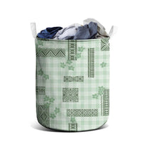 Hawaiian Quilt Tapa On Pastel Mint Palaka Motifs Laundry Basket