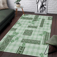 Hawaiian Quilt Tapa On Pastel Mint Palaka Motifs Area Rug LT7 Mint - Polynesian Pride