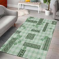 Hawaiian Quilt Tapa On Pastel Mint Palaka Motifs Area Rug LT7 - Polynesian Pride