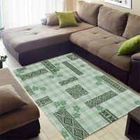 Hawaiian Quilt Tapa On Pastel Mint Palaka Motifs Area Rug LT7 - Polynesian Pride