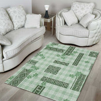 Hawaiian Quilt Tapa On Pastel Mint Palaka Motifs Area Rug LT7 - Polynesian Pride