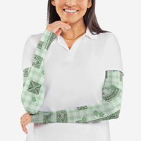 Hawaiian Quilt Tapa On Pastel Mint Palaka Motifs Arm Sleeves