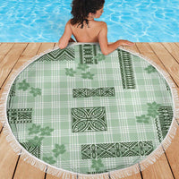 Hawaiian Quilt Tapa On Pastel Mint Palaka Motifs Beach Blanket