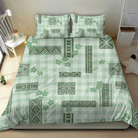 Hawaiian Quilt Tapa On Pastel Mint Palaka Motifs Bedding Set