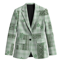 Hawaiian Quilt Tapa On Pastel Mint Palaka Motifs Blazer