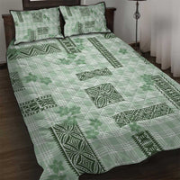 Hawaiian Quilt Tapa On Pastel Mint Palaka Motifs Quilt Bed Set LT7 Mint - Polynesian Pride