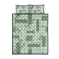 Hawaiian Quilt Tapa On Pastel Mint Palaka Motifs Quilt Bed Set LT7 - Polynesian Pride
