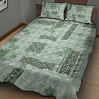 Hawaiian Quilt Tapa On Pastel Mint Palaka Motifs Quilt Bed Set LT7 - Polynesian Pride