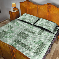 Hawaiian Quilt Tapa On Pastel Mint Palaka Motifs Quilt Bed Set LT7 - Polynesian Pride