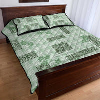 Hawaiian Quilt Tapa On Pastel Mint Palaka Motifs Quilt Bed Set LT7 - Polynesian Pride