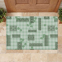 Hawaiian Quilt Tapa On Pastel Mint Palaka Motifs Rubber Doormat LT7 Mint - Polynesian Pride