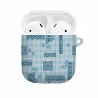 Hawaiian Quilt Tapa On Cold Blue Palaka Motifs AirPods Case LT7 Azure - Polynesian Pride