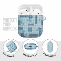Hawaiian Quilt Tapa On Cold Blue Palaka Motifs AirPods Case LT7 - Polynesian Pride