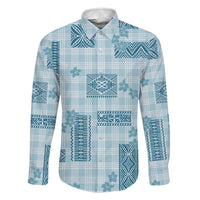 Hawaiian Quilt Tapa On Cold Blue Palaka Motifs Family Matching Summer Maxi Dress and Hawaiian Shirt