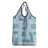 Hawaiian Quilt Tapa On Cold Blue Palaka Motifs Grocery Bag