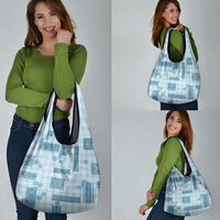 Hawaiian Quilt Tapa On Cold Blue Palaka Motifs Grocery Bag