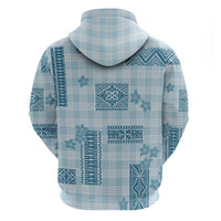 Hawaiian Quilt Tapa On Cold Blue Palaka Motifs Hoodie