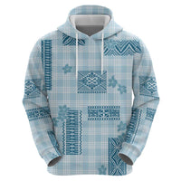 Hawaiian Quilt Tapa On Cold Blue Palaka Motifs Hoodie