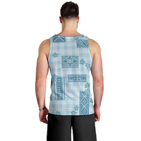 Hawaiian Quilt Tapa On Cold Blue Palaka Motifs Men Tank Top LT7 - Polynesian Pride